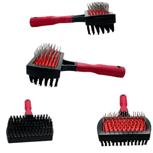 Plastic Double Sided Pet Dog Brush Metal Bristles with Handle 17 cm Assorted Colours 2027