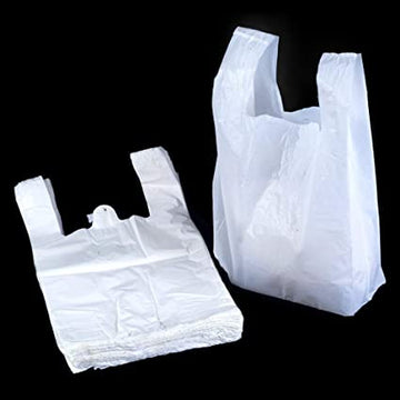 100 Piece Premium Large White Plastic Carriers Shopping Bags 11 x 17 x 21" WP7S