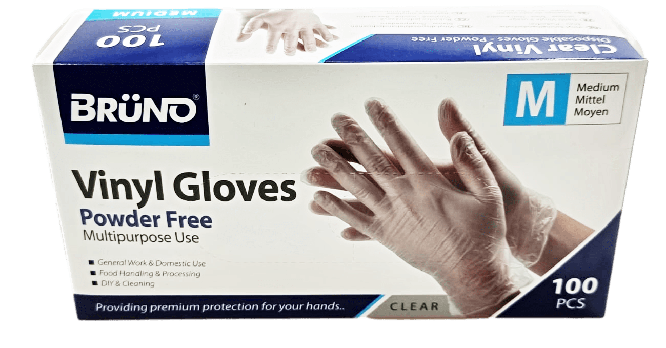 100 Medium Disposable Vinyl Clear Examination Gloves Powder Free Latex Free Gloves VG002