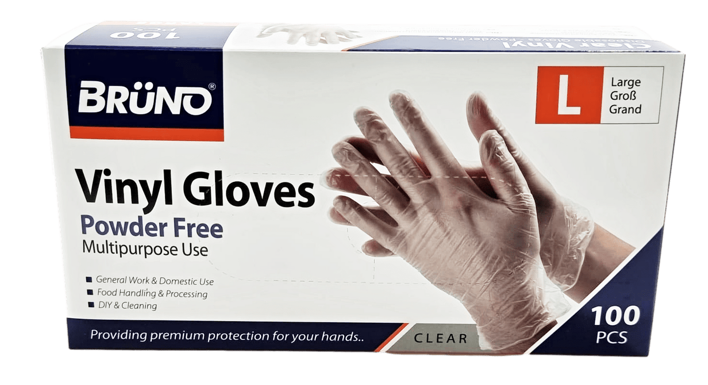 100 Large Disposable Vinyl Clear Examination Gloves Powder Free Latex Free Gloves VG003