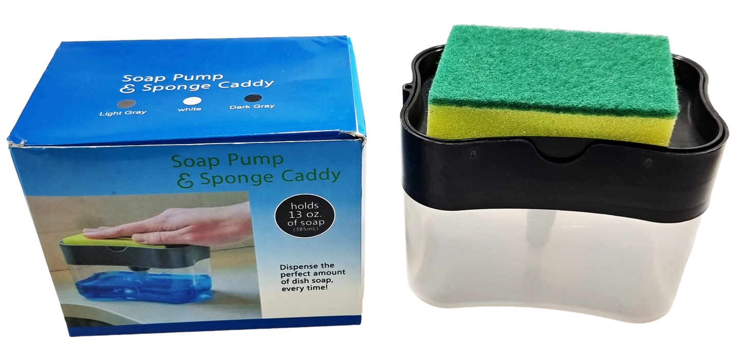 2-In-1 Counter Top Sink Soap Dispenser and Sponge Holder Caddy 15 x 12 x 9.5 cm 6641