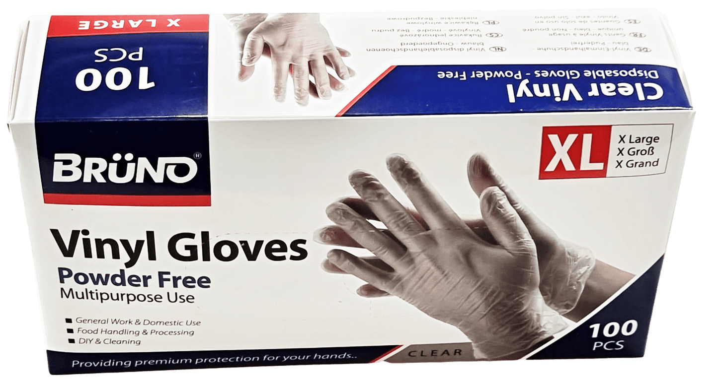 100 XL Disposable Vinyl Clear Examination Gloves Powder Free Latex Free Gloves VG004