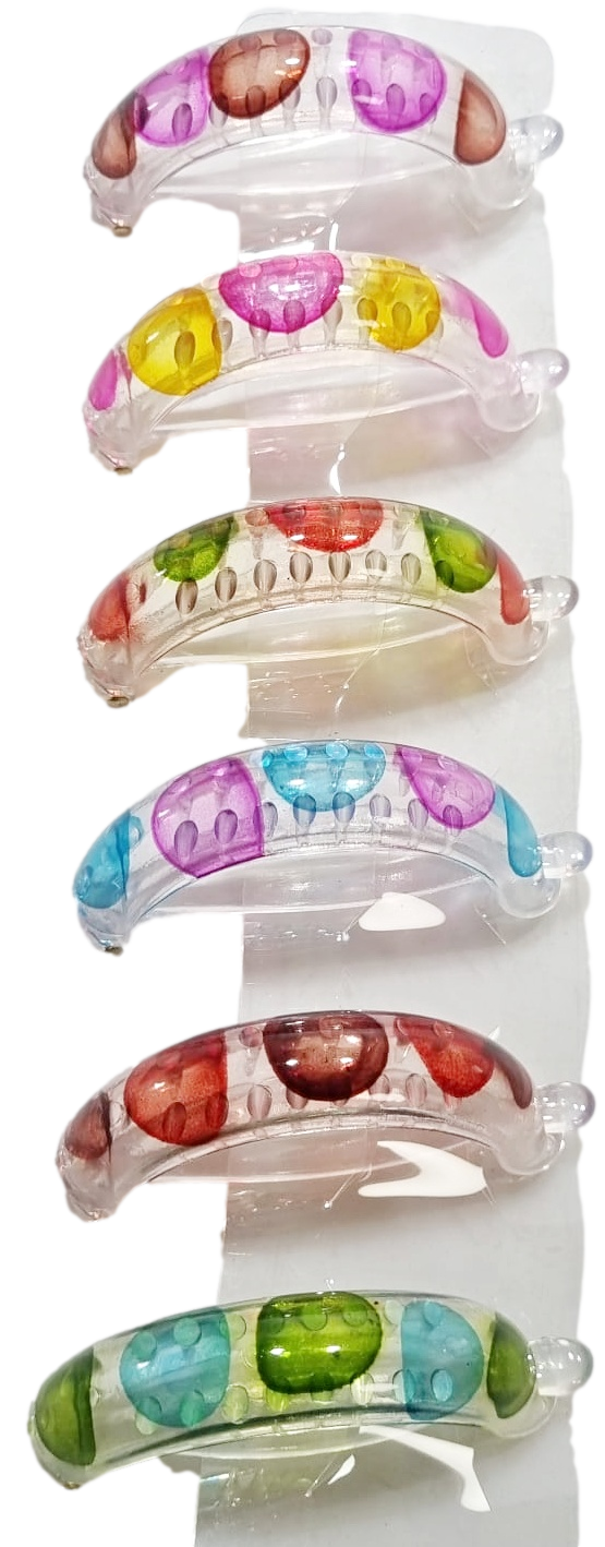 Plastic Hair Clip Dotted Design Assorted Colours 2647