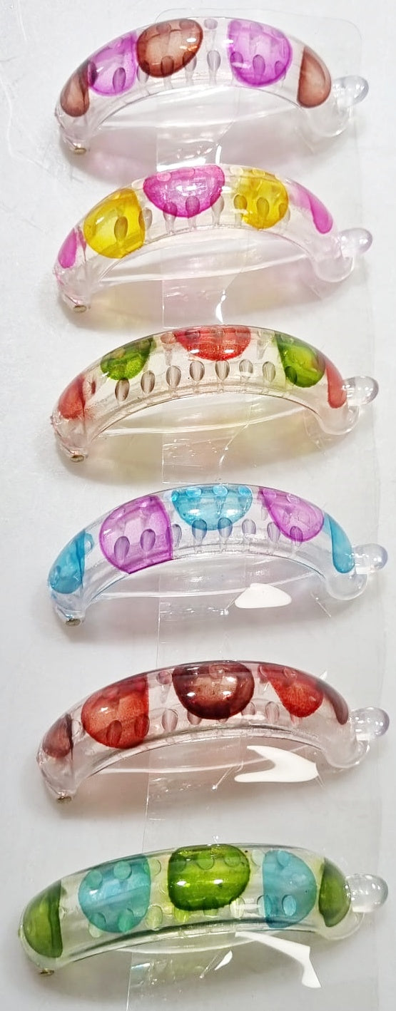 Plastic Hair Clip Dotted Design Assorted Colours 2647