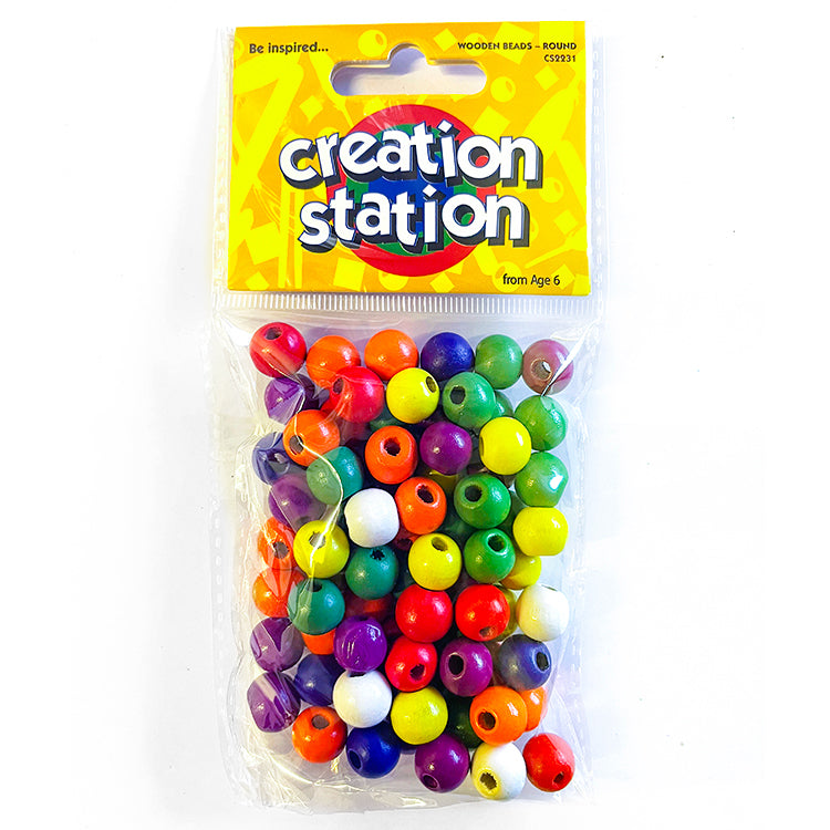 Wooden Coloured Beads Pack