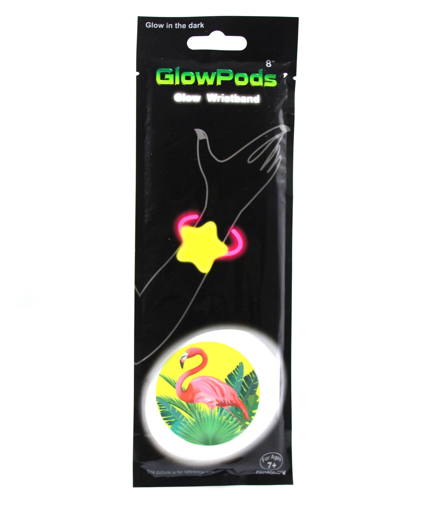Glow In The Dark Pods Neon Party Wristband FLAMINGO Shape 8'' 5254