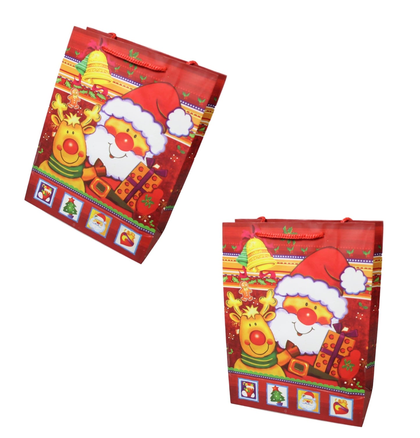 Christmas Paper Gift Bag with Printed Santa Design 23 x 18 cm Assorted Designs 1512