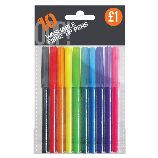 OOP! Coloured Fibre Pens Pack of 10 Assorted Colours A2454