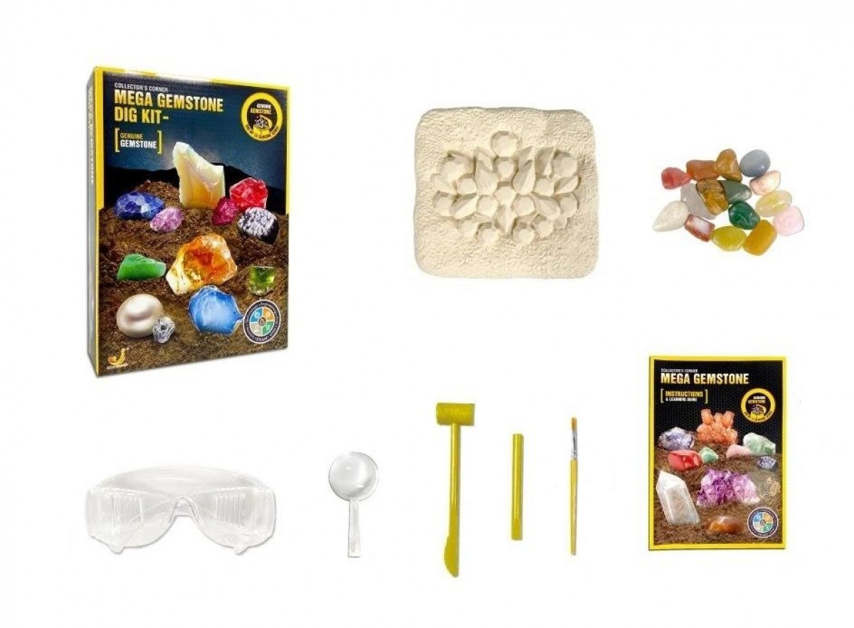 Mega Gemstone Dig Kit 26Pcs Set Genuine Gemstone