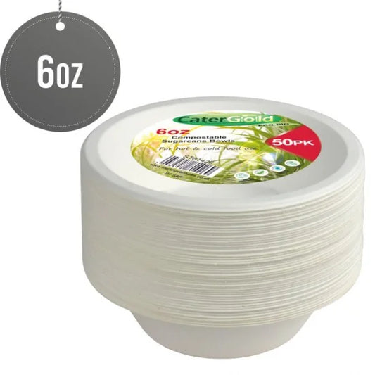 Disposable Compostable Eco-Bio Bagasse Sugarcane Bowls 6oz Pack of 50 ST81426