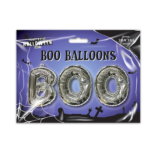Boo Balloon Banner Silver