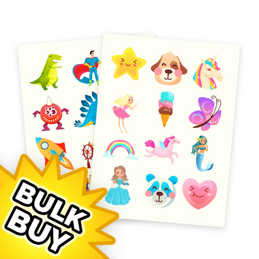Boys/Girls A6 Size Tattoo Sheets x 72 ( BULK BUY )