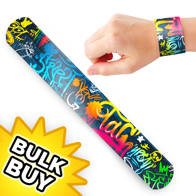 Graffiti Fun Slap Bracelets x 96 ( BULK BUY )