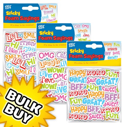 Packs Foam Sayings Stickers x 12