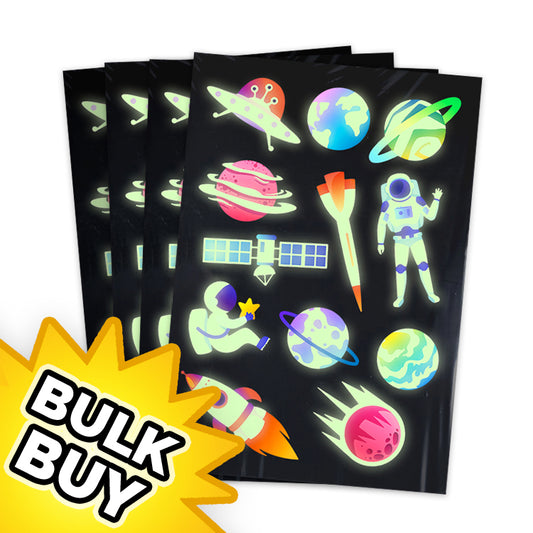 Space Glow in the Dark Tattoo Sheets x24 (BULK BUY)
