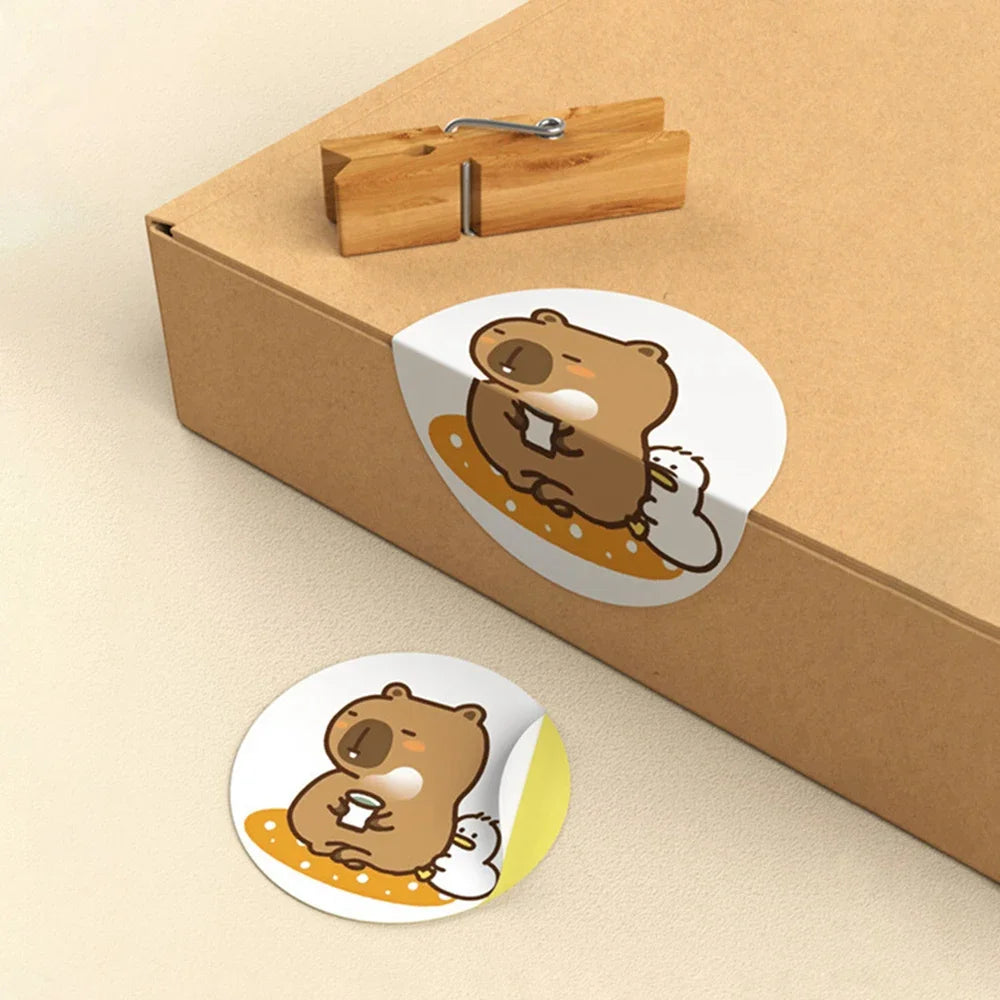 Capybara Sticker Roll of 500 Waterproof Stickers