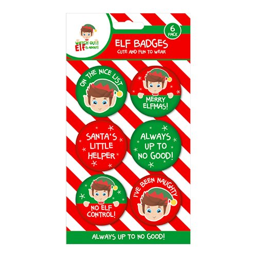 Elf Fun Badges x 6