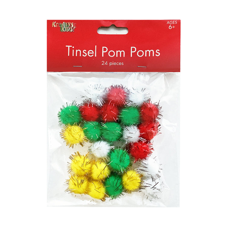 Xmas Tinsel Pom Pom Pack