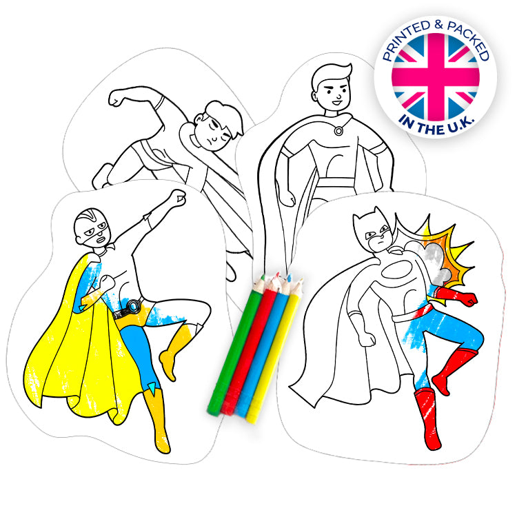 Super Hero 10 Colour In Shapes Set