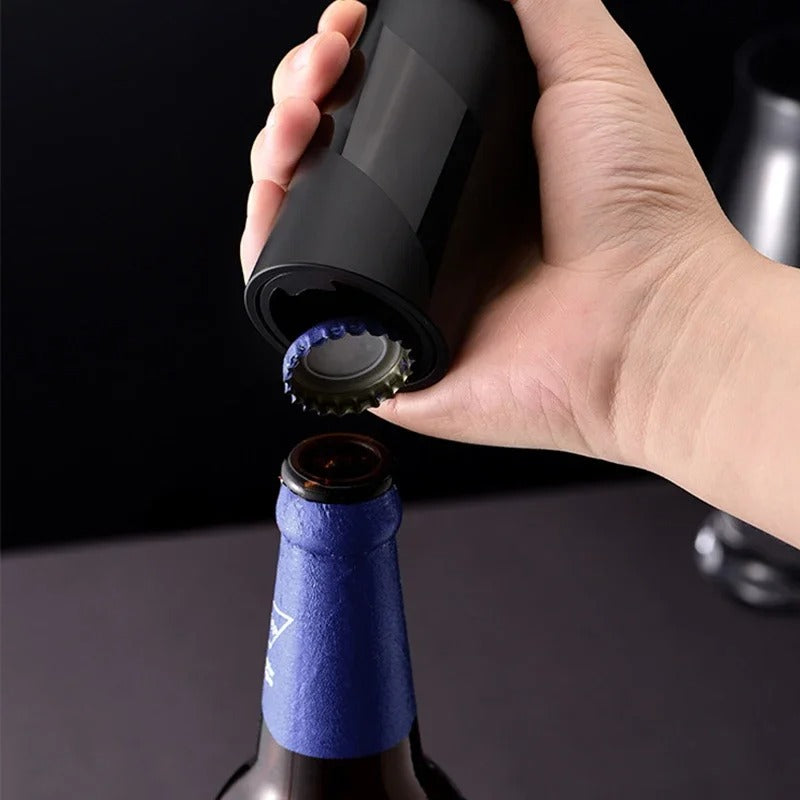 Automatic Magnetic Bottle Opener Stainless Steel Bottle Cap Push Down Opener Kitchen & Bar Tool