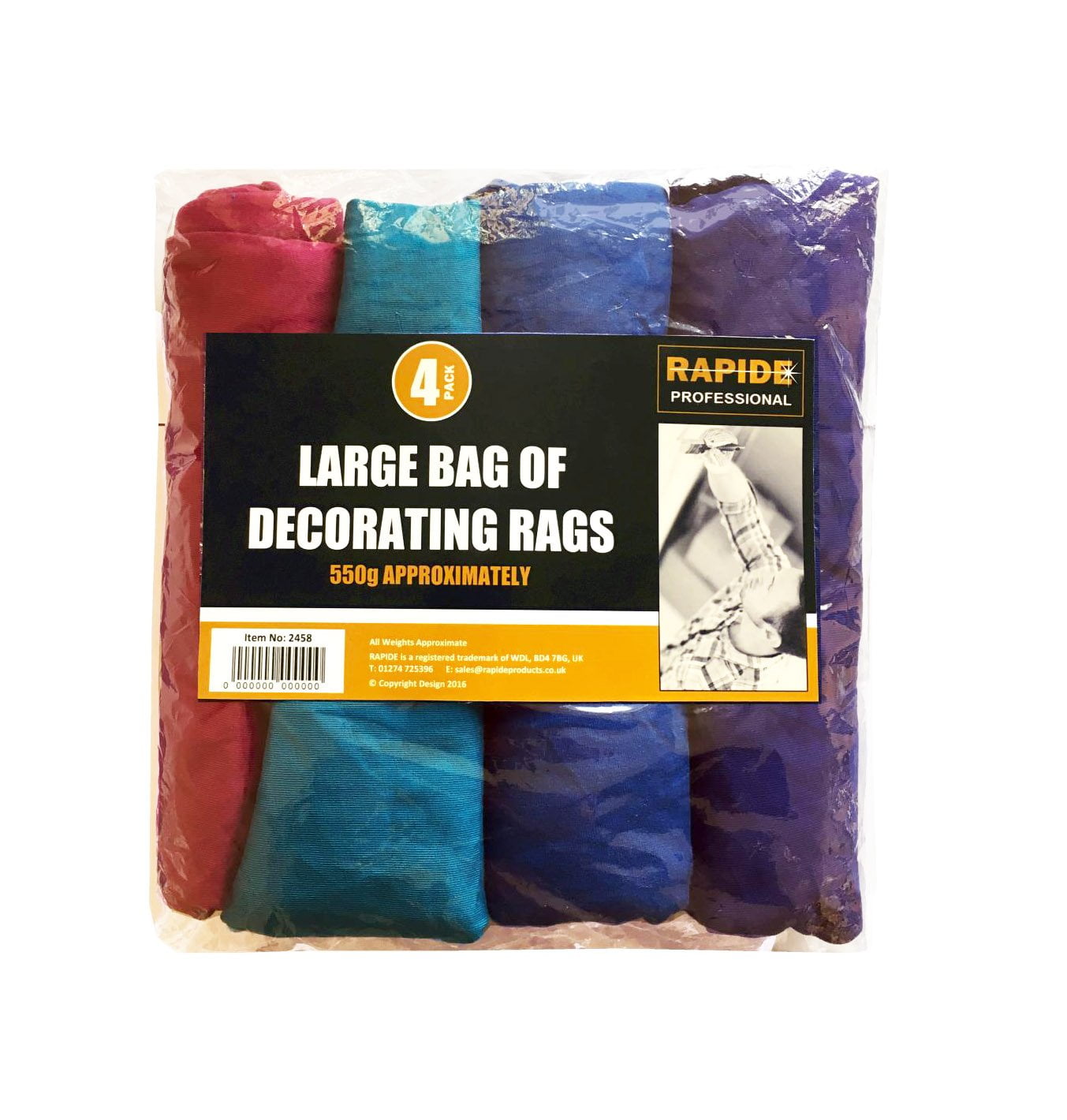 Large Bag of Decorating Rags Pack of 4 Assorted Colours 2458