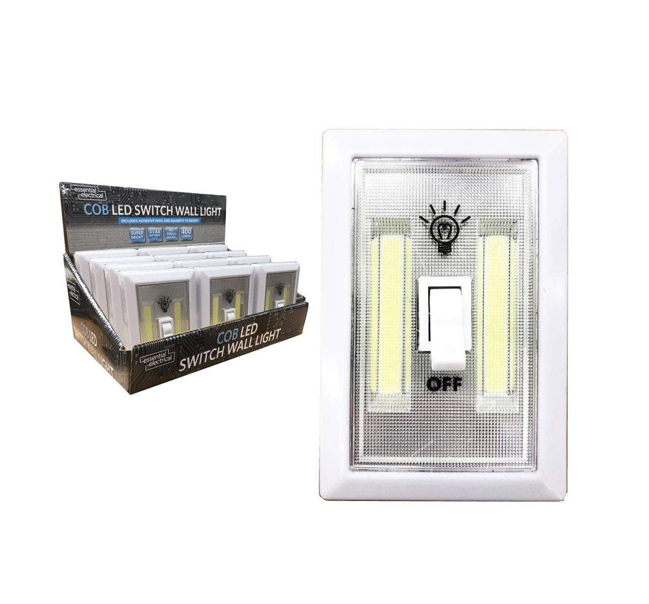 LED Battery Operated Wall Switch Night Light 400 Lumens 1 Pc Home Diy 2728