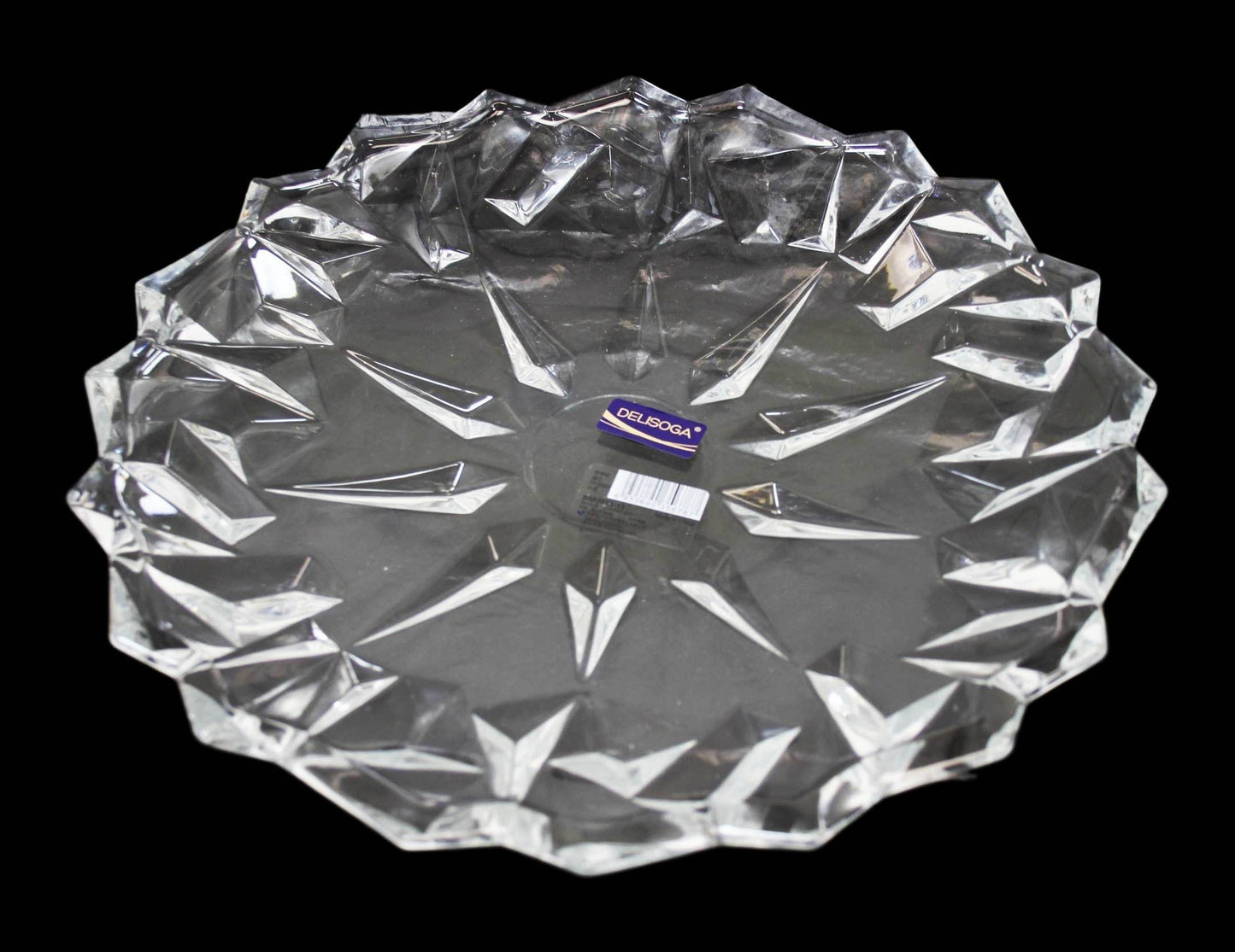Crystal Cut Serving Glass Aesthetic Durable Party Wedding Serving Gift Glass Tray 33cm DL006