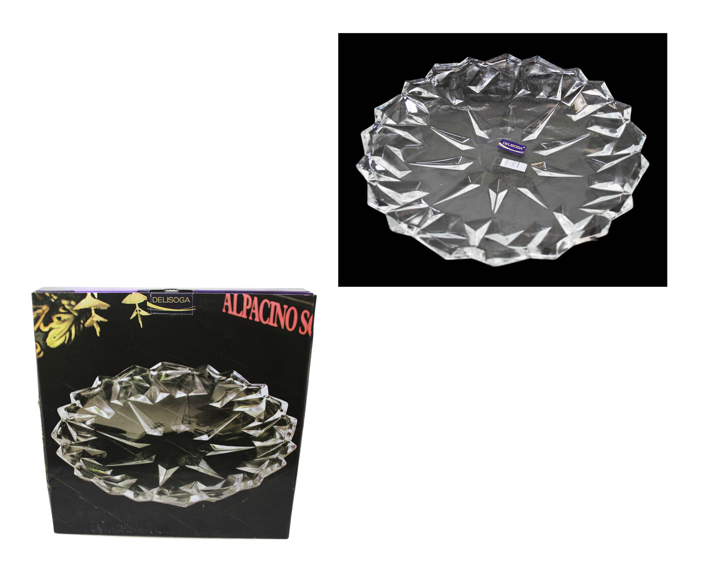 Crystal Cut Serving Glass Aesthetic Durable Party Wedding Serving Gift Glass Tray 33cm DL006