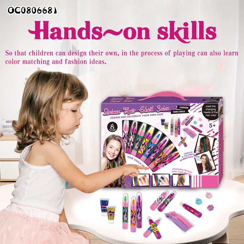 Girls Deluxe Hair Chalk Salon Set