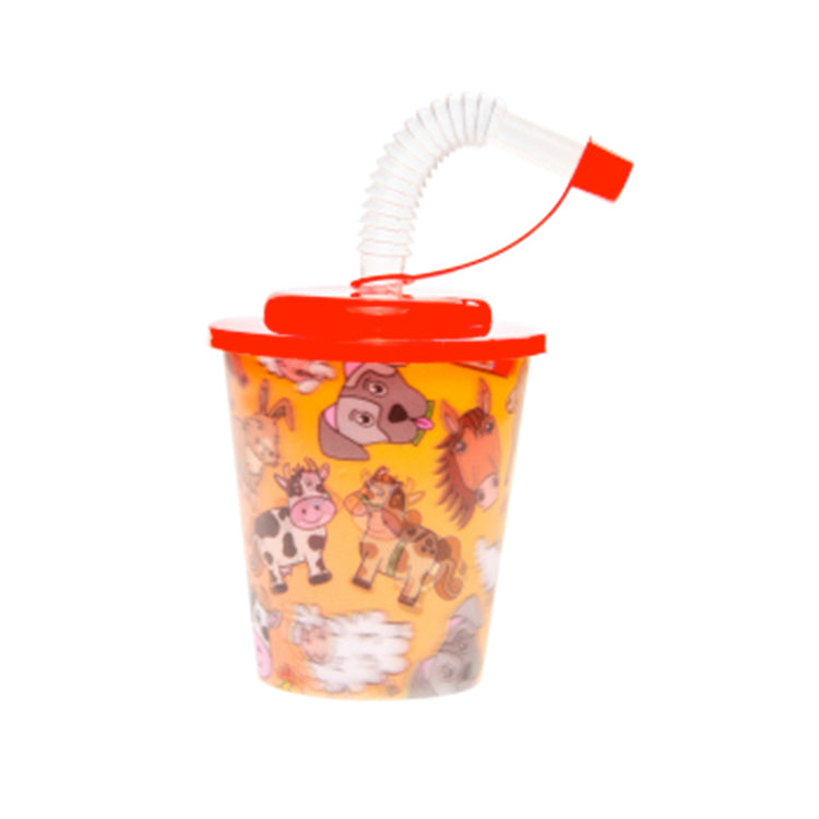 Farm Animals 3D Beaker + Straw