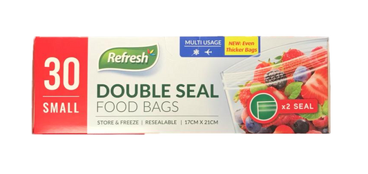 Small Double Seal Press Food Storage Bags 17 x 21 cm Pack of 30 FDPR1