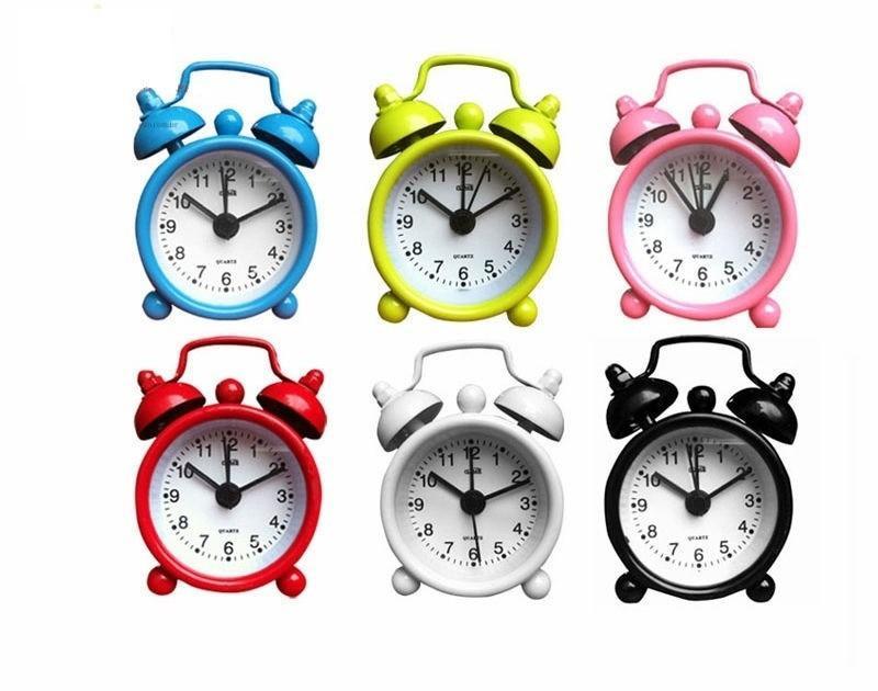 Classic Double Bell Mini Alarm Clock 5 cm Assorted Colours 0512