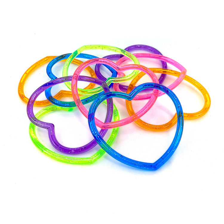 Glitter Heart Bangles x 100 ( BULK BUY )