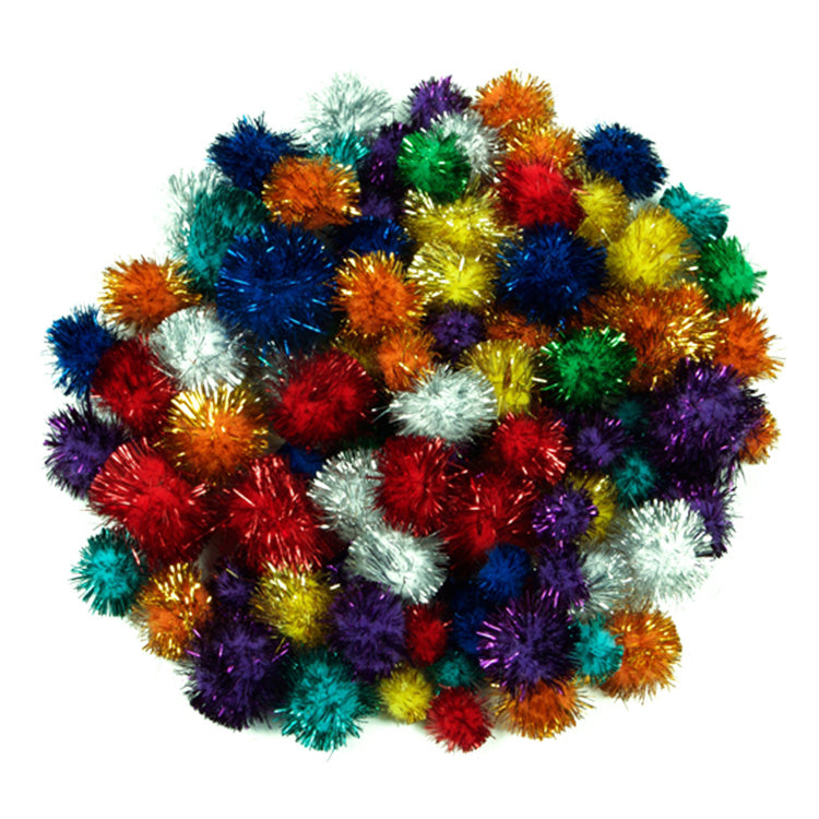 Glitter Poms Assorted Size/Colour Bumper Pack 100pcs ( Craft Clearance Special )