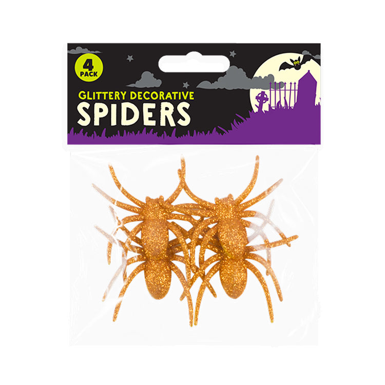 Glitter Spiders Orange x 4