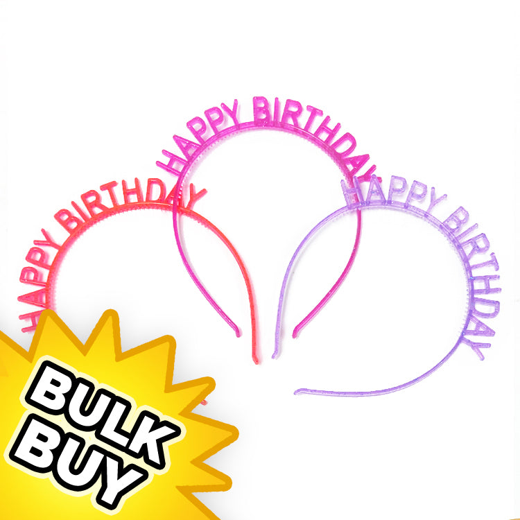 Happy Birthday Tiara Headbands x 24
