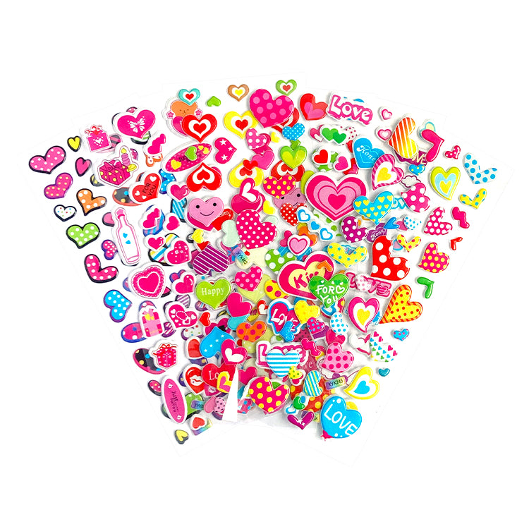 Groovy Hearts Puffy Sticker Sheets x 6