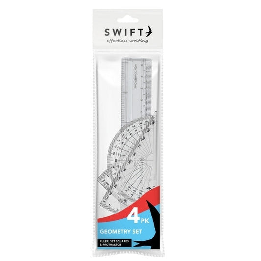 School Maths Geometry Ruler Set of 4 22 x 8 x 0.5cm P3071