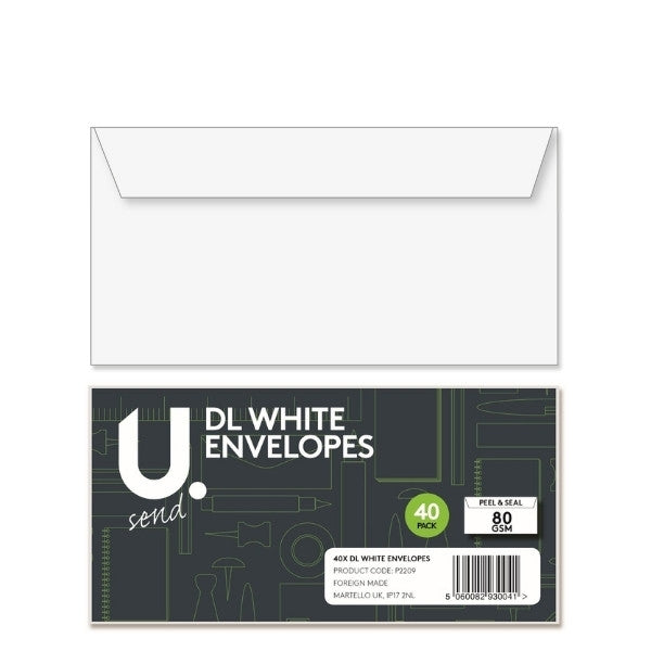 DL White Envelopes 40 Pack P2209