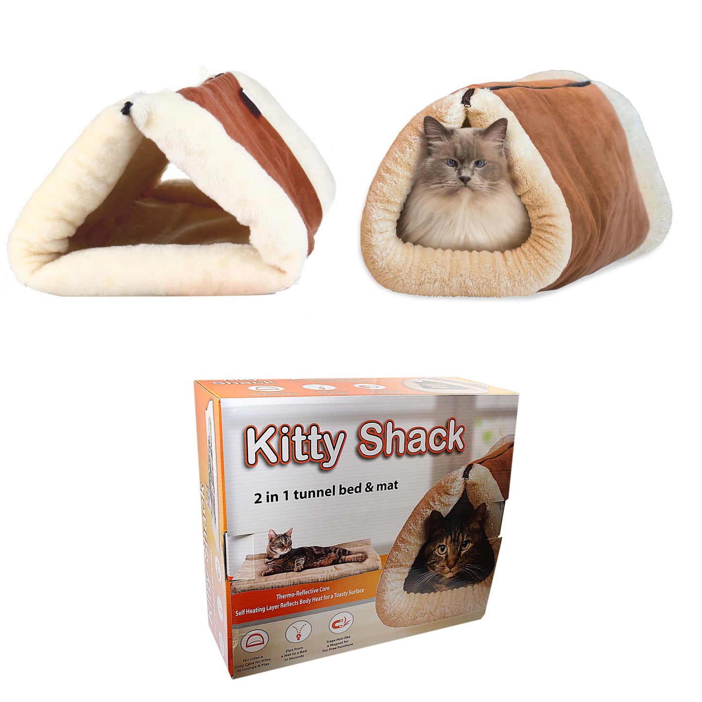 Pet Cat Soft Kitty Shack 2 In 1 Tunnel Bed and Mat 5120 A