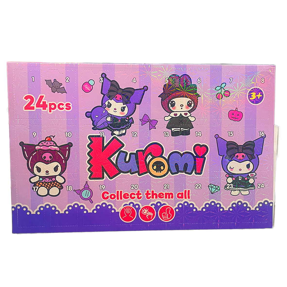Kuromi Sanrio Style Advent Calendar includes 24 Toy 3D Character Figures