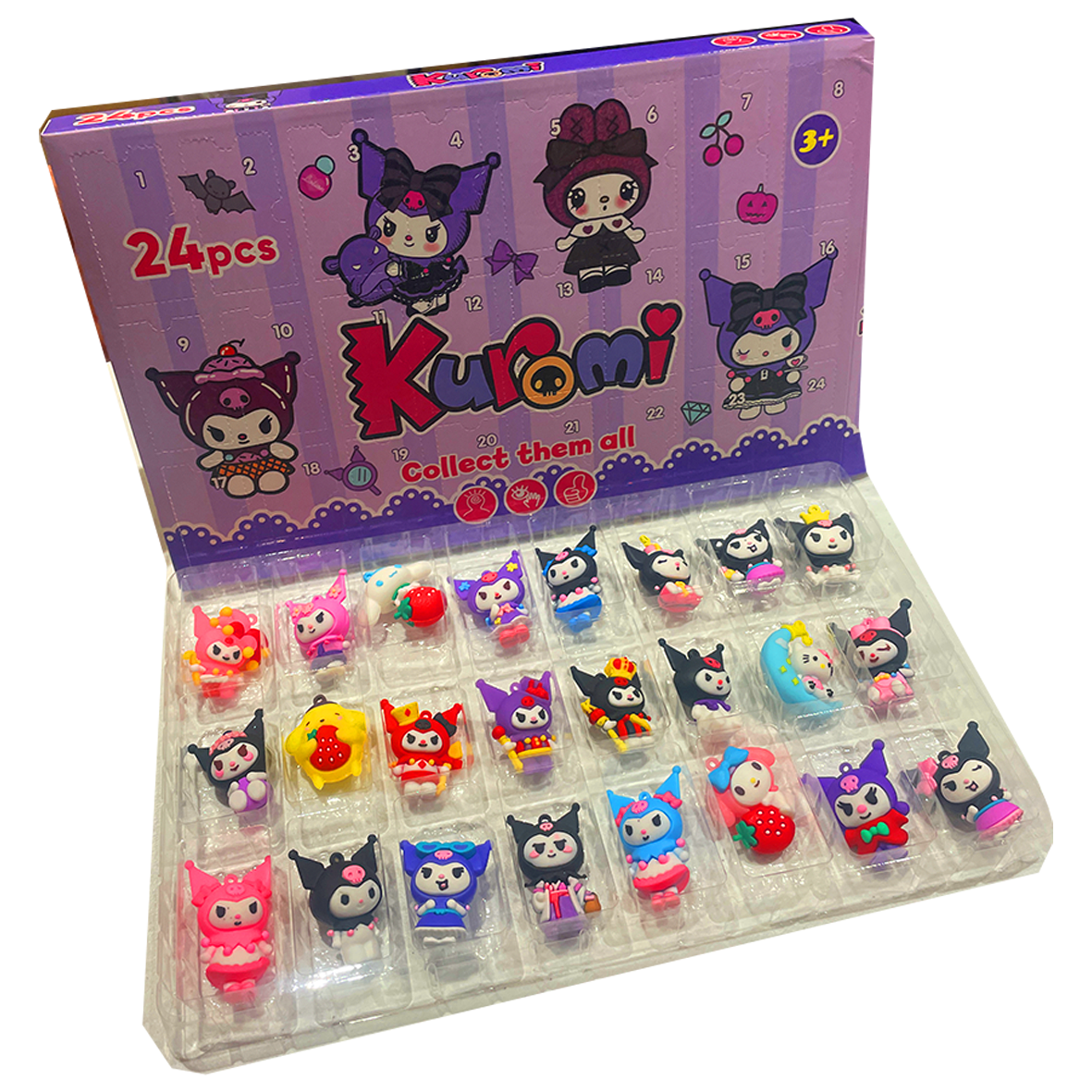 Kuromi Sanrio Style Advent Calendar includes 24 Toy 3D Character Figures