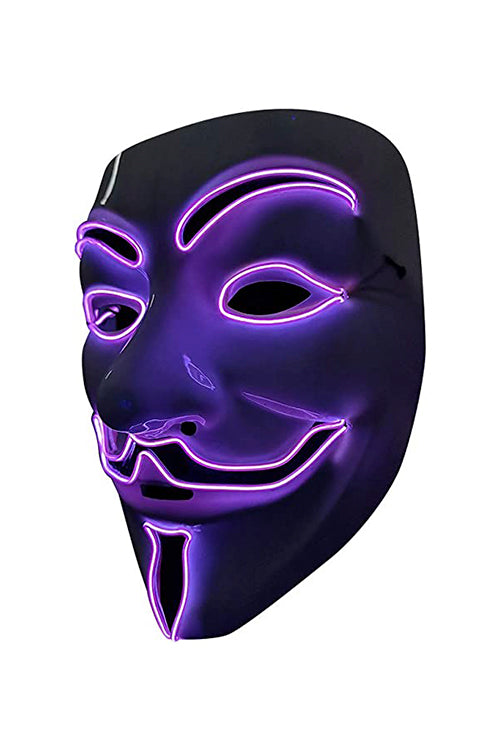Light Up White Vendetta Mask With Purple Colour Light