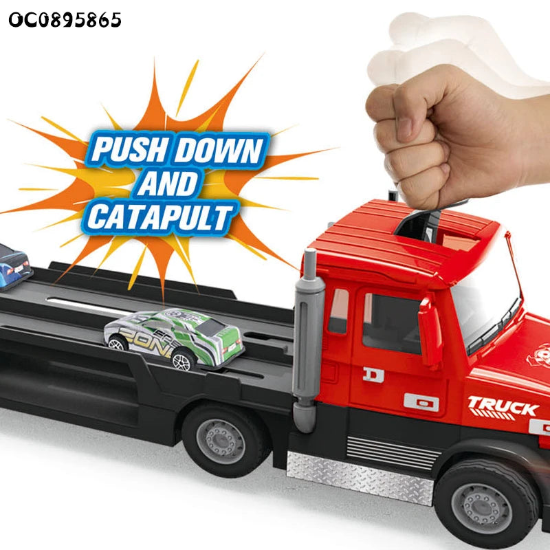 2 in 1 Fire Rescue Transporter Truck With Fire Rescue Vehicles, 140cm Spread Size
