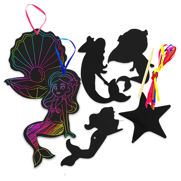 Mermaid Scratch Art Shapes x 72 ( BULK BUY )