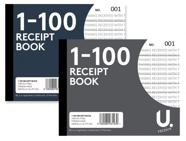 Duplicate Receipt Book 2 Assorted Designs Numbered 001-100/5 x 4'' P1022 A