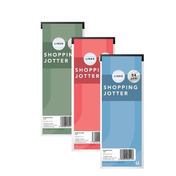 Shopping Jotter 3" x 8" Pack of 4 Assorted Colours P1111