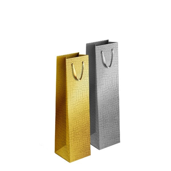 Embossed Metallic Paper Wine Bottle Gift Bag 12 x 36 x 10 cm Assorted Colours P1918