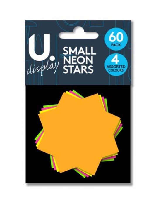 Small Paper Price Neon Stars Pack of 60 Assorted Colours P2046A