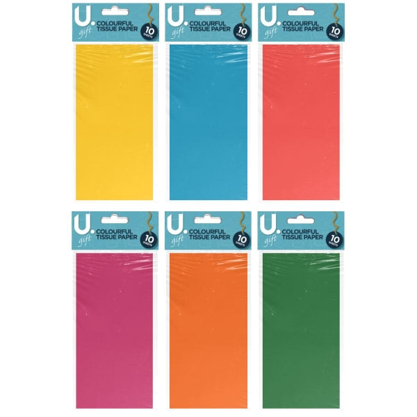 Colourful Tissue Paper 10 Sheets Assorted Colours P2064
